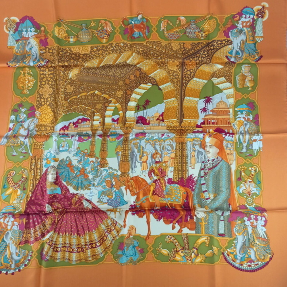 HERMES scarf/muffler, Carre 90, multicolor silk, women's, SPLENDEUR DES MAHAR... - Picture 3 of 5